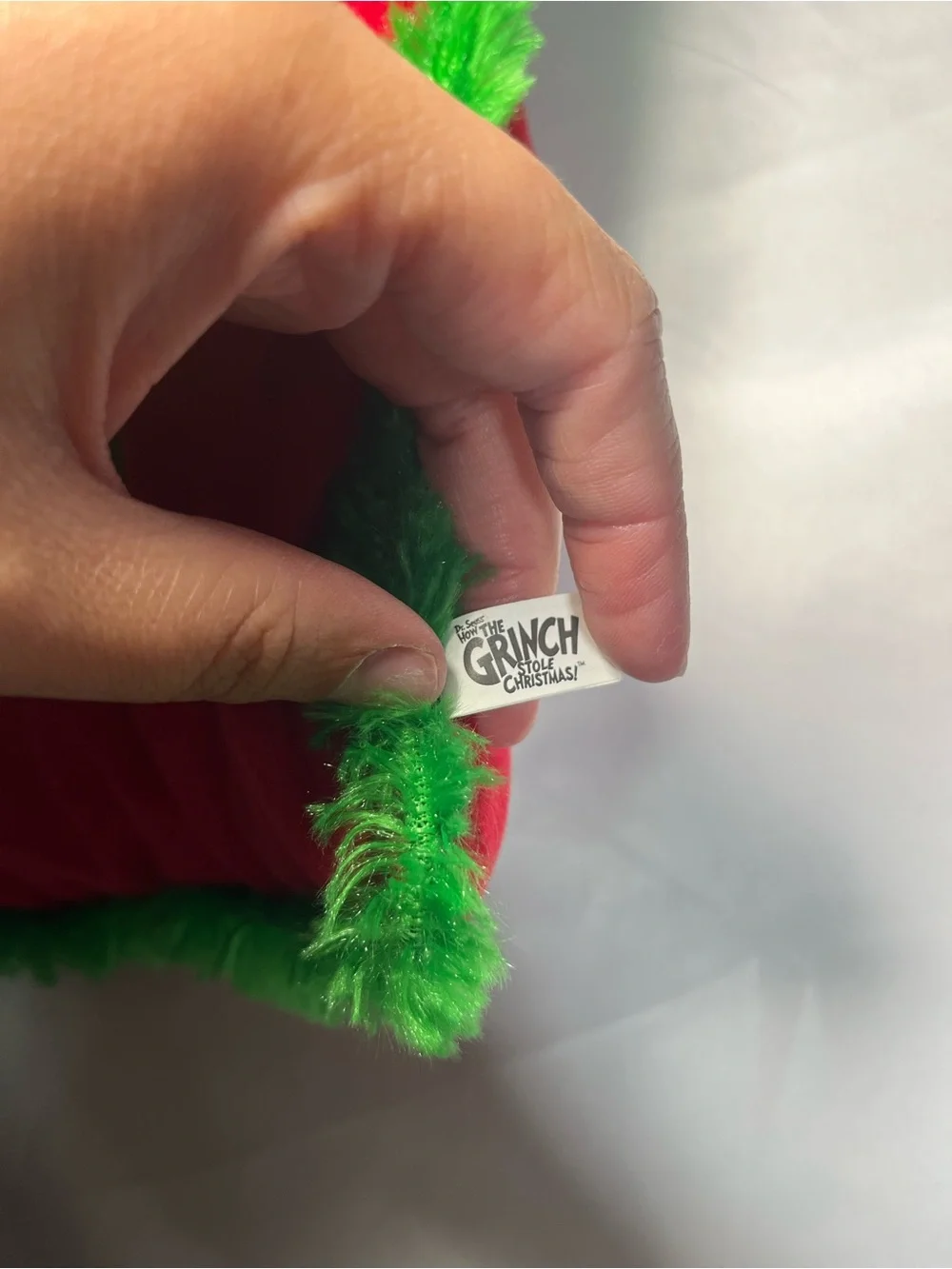 Vintage 2000 Grinch Stole Christmas Toy Factory 10x10 Pillow Red Green Rare Fur
